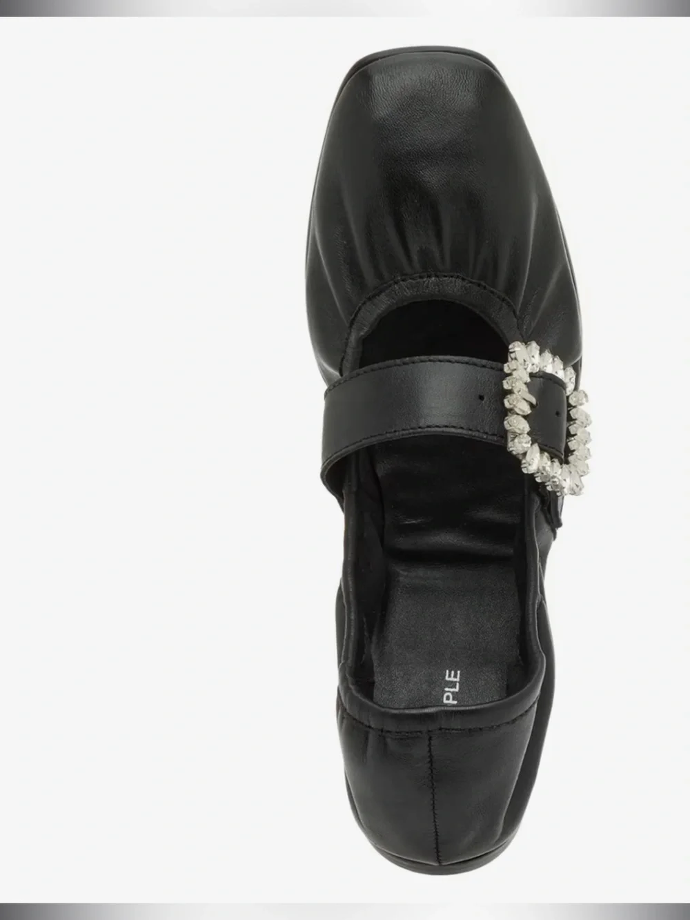 Free people Simple Black Flats with Crystal Square Buckles